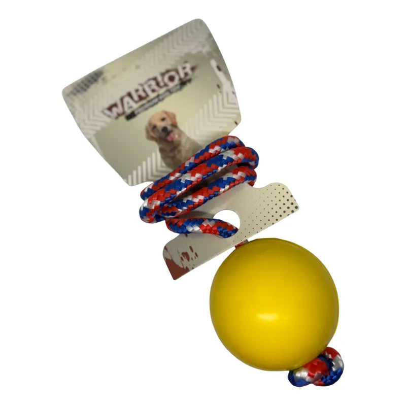 Juguete bola maciza con cuerda amarilla