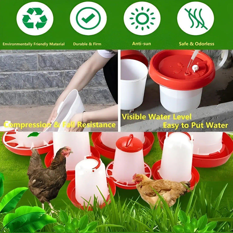 Pack Comedero 3kg Y Bebedero 3l Gallinas Pollos Plástico Roro Rojo