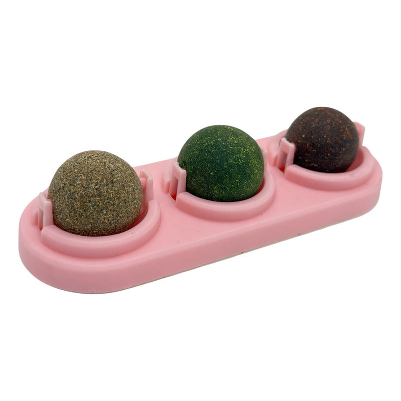 Bolas de catnip giratorias triple rosa