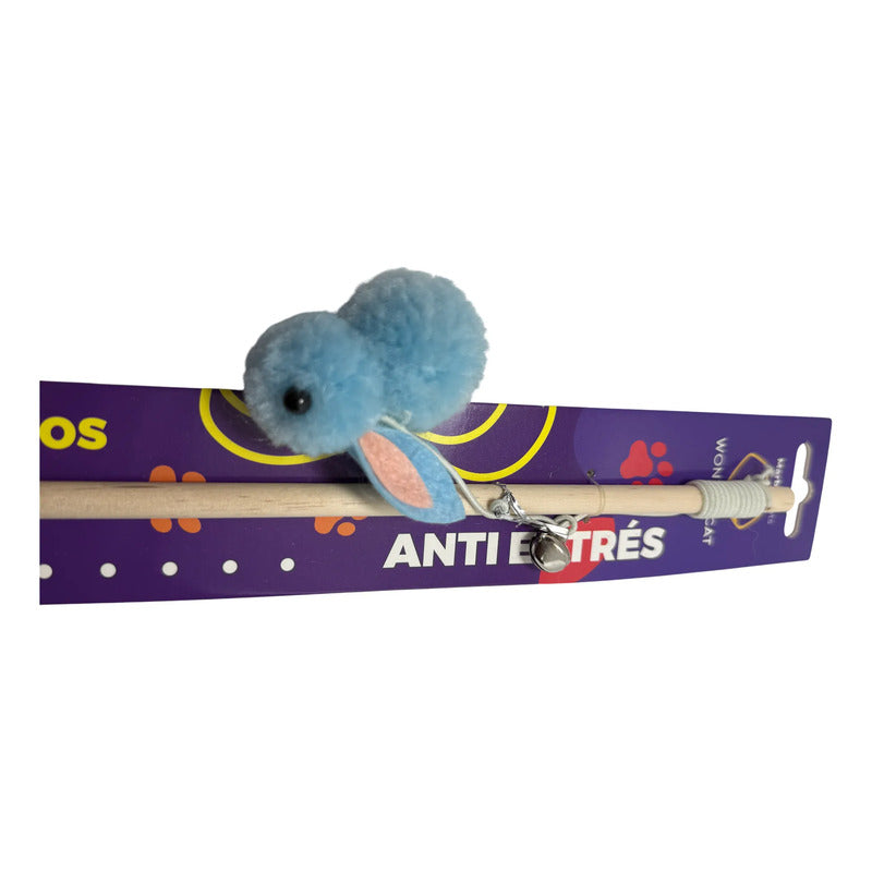 Juguete Varilla Para Gatos Con Peluche Conejo 40 Cm Variado