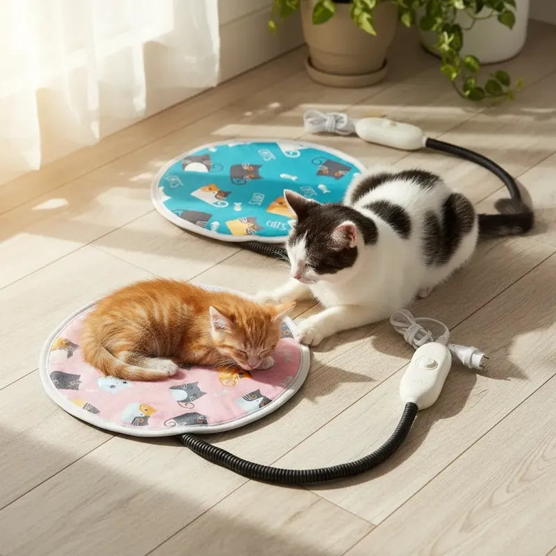Manta Calefactora Térmica Para Gatos Y Perros Con Timer Rosa