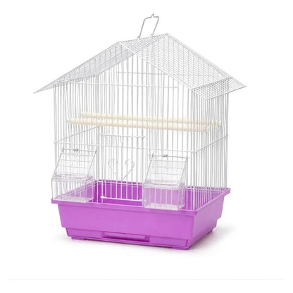 Jaula Para Aves Tipo Casa Con Comederos Y Posaderas Morado