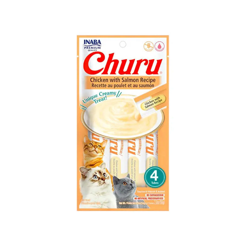 Snack Para Gatos Churu Sabor Pollo Con Salmón 4 Tubos