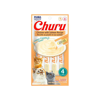 Snack Para Gatos Churu Sabor Pollo Con Salmón 4 Tubos