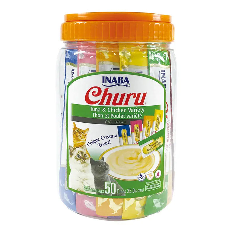 Snack Para Gatos Churu Sabor Atún Y Pollo Variedad 50 Tubos