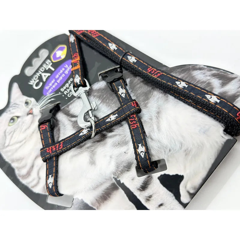 Arnés Con Correa Para Gatos Con Diseños Negro Jean