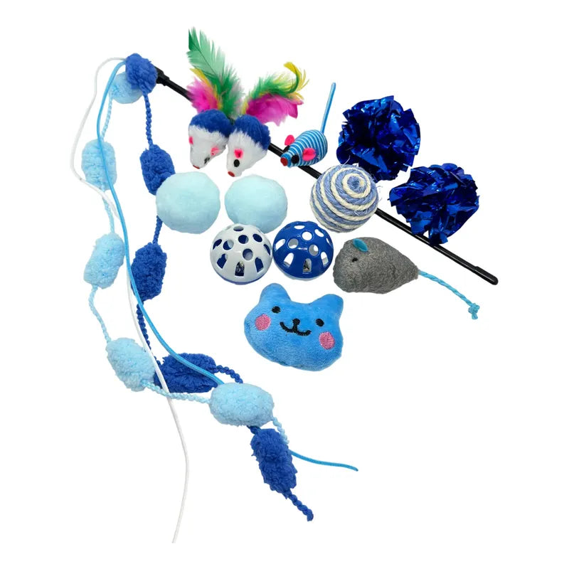 Kit De Juguetes Para Gatos Interactivos Variados Azul