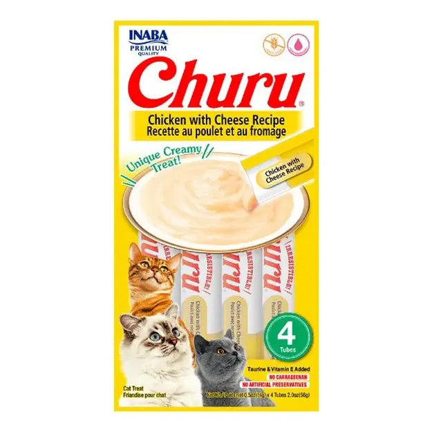 Snack Para Gatos Churu Sabor Pollo Con Queso 4 Tubos