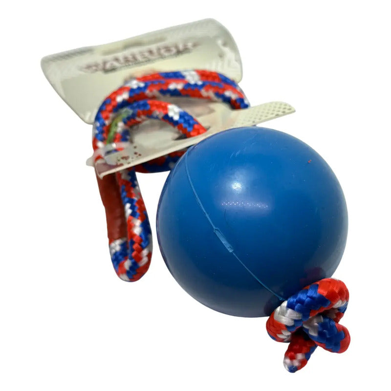 Juguete bola maciza con cuerda azul
