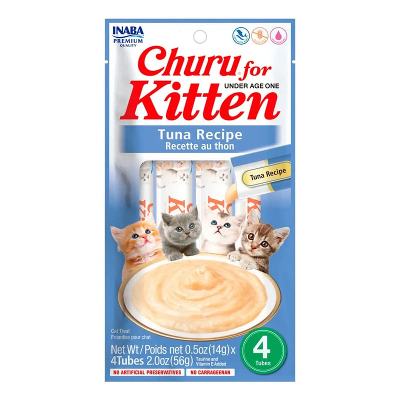 Snack Cremoso Para Gatos Cachorros Kitten Churu Atún 4 Tubos