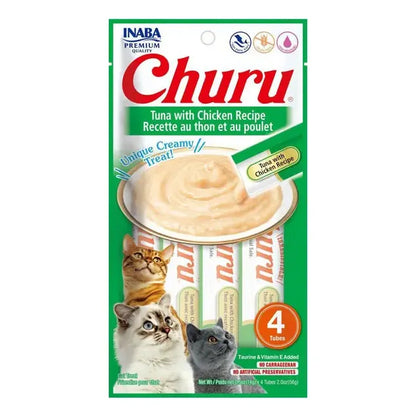 Snack Para Gatos Churu Sabor Atún Con Pollo 4 Tubos