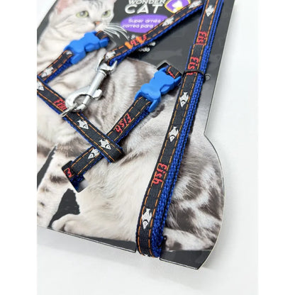 Arnés Con Correa Para Gatos Con Diseños Azul Jean