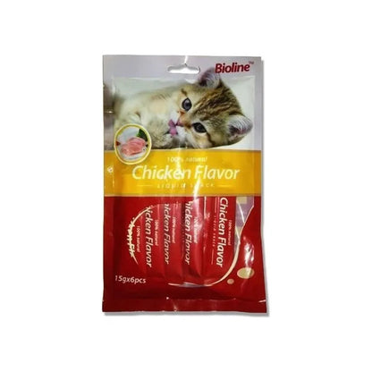 Snack Cremoso Para Gatos Bioline Sabor Pollo 6 Un