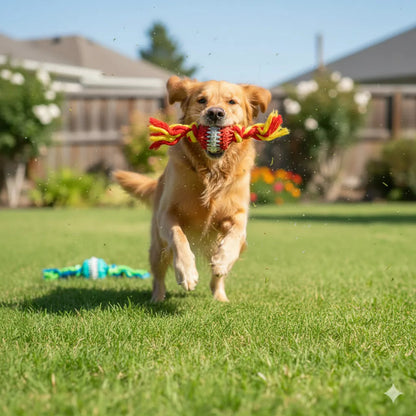 Pelota dentada con cuerda