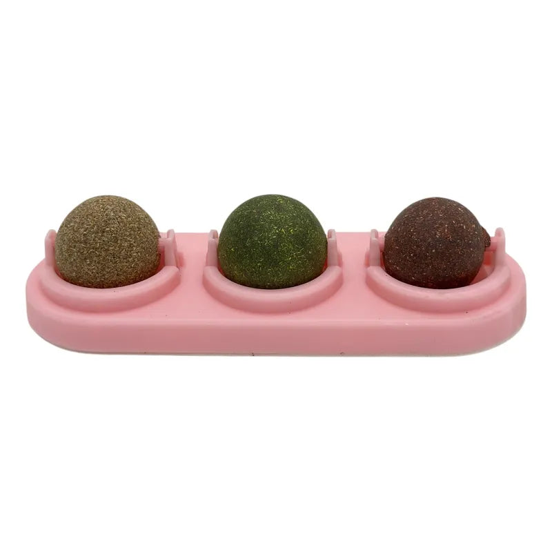 Bolas de catnip giratorias triple rosa