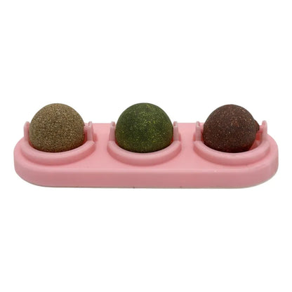 Bolas de catnip giratorias triple rosa