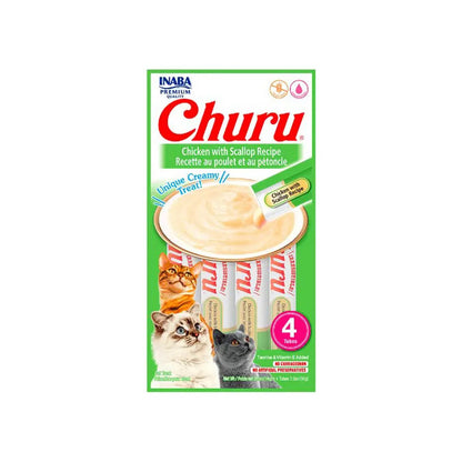 Snack Para Gatos Churu Sabor Pollo Con Ostras 4 Tubos