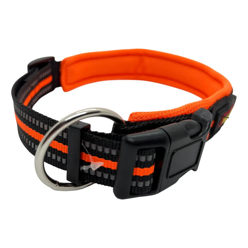 Collar Para Perros Reflectante Talla L Naranja