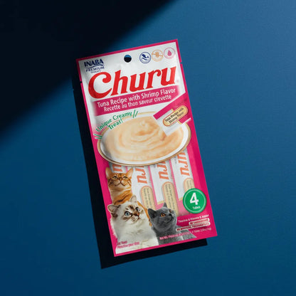 Snack Para Gatos Churu Sabor Atún Y Camarón 4 Tubos