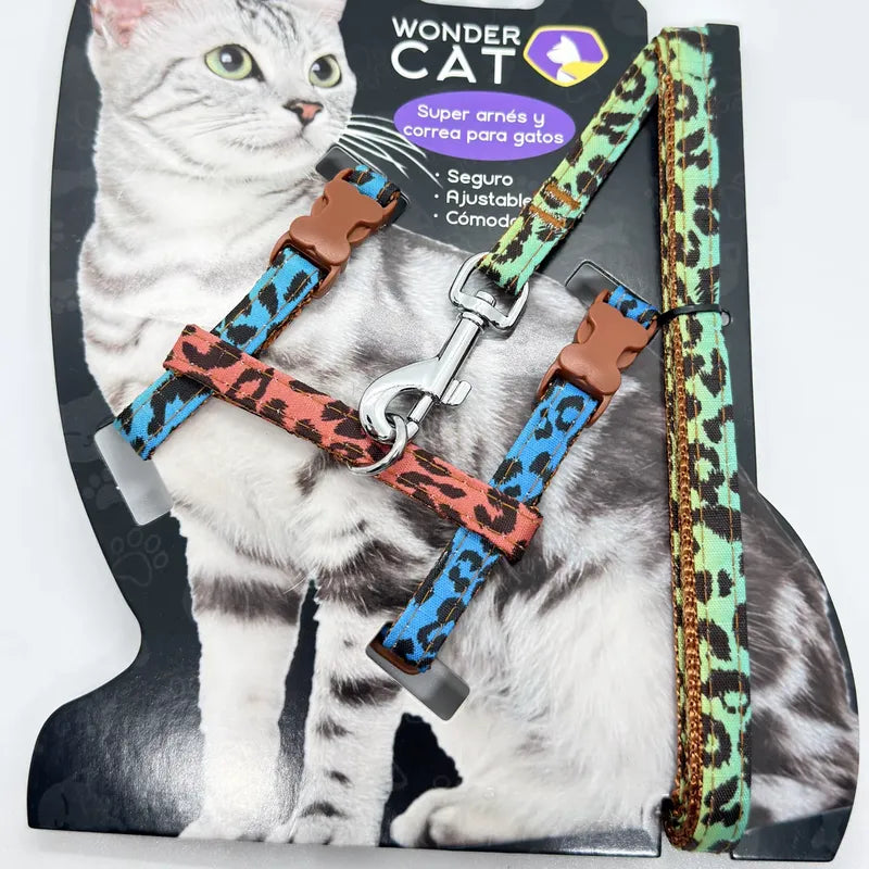 Arnés Con Correa Para Gatos Con Diseños Leopardo