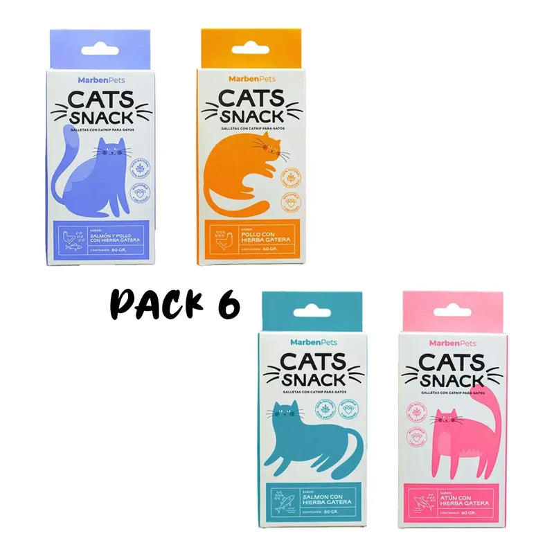 Pack X6 Galletas Cats Snack Para Gatos Con Catnip Surtidas