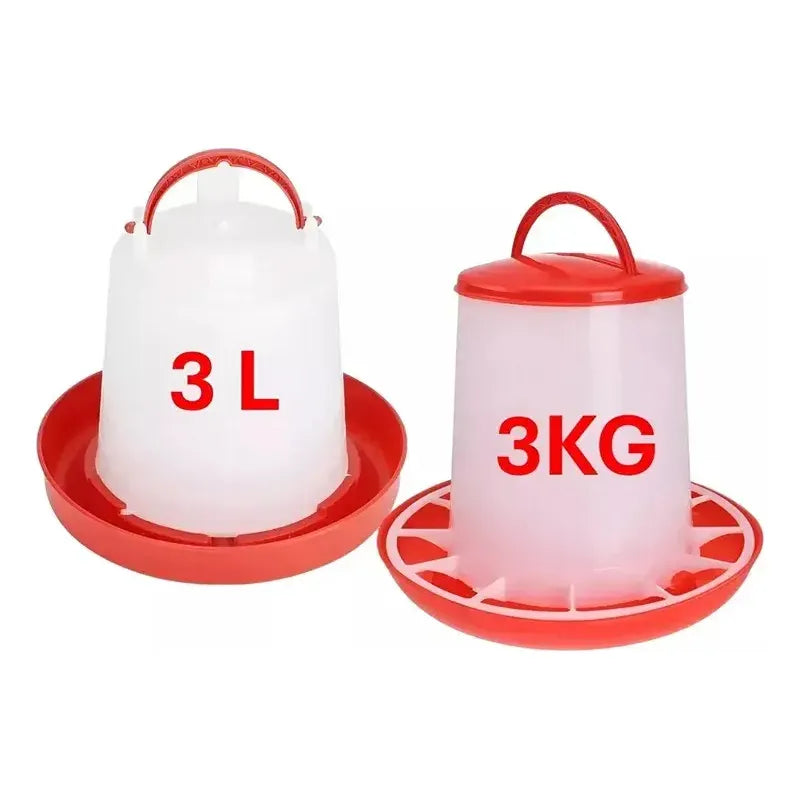 Pack Comedero 3kg Y Bebedero 3l Gallinas Pollos Plástico Roro Rojo