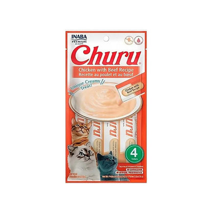 Snack Para Gatos Churu Sabor Pollo Con Carne 4 Tubos