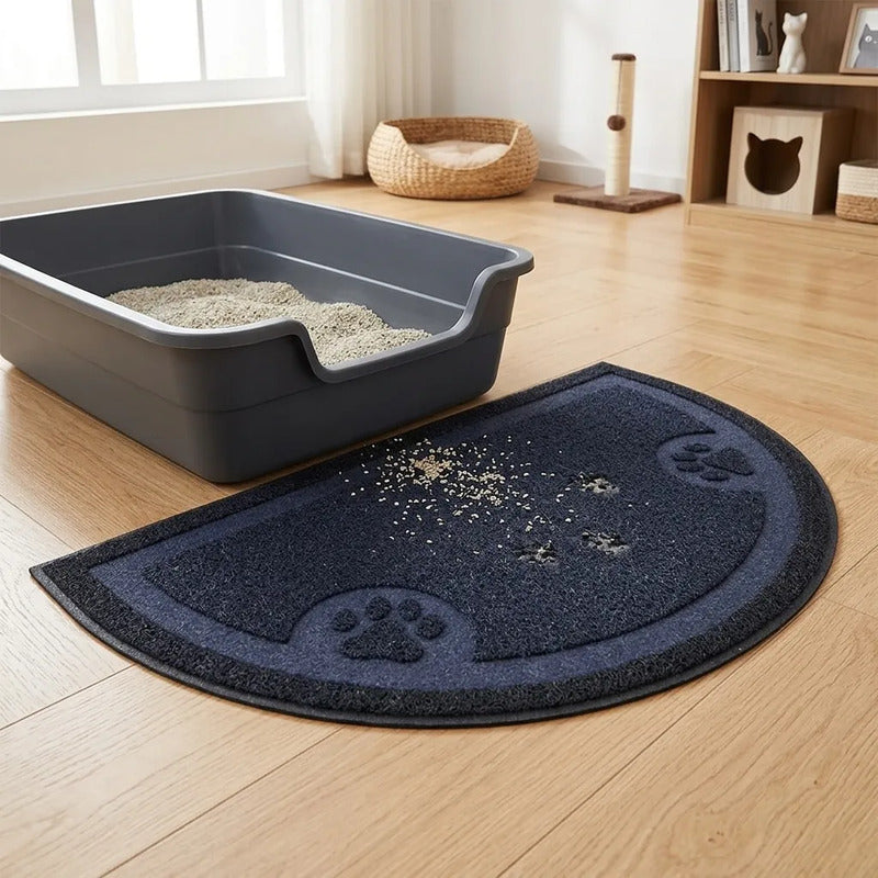 Alfombra Para Gatos Con Huellas Multiusos Baño Plato Beige