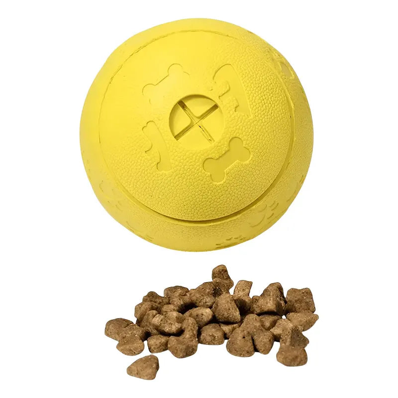 Pelota Caucho Para Perros Dispensadora De Snack Amarillo