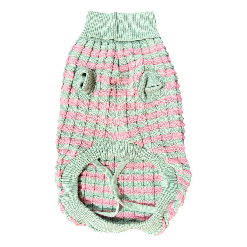 Chaleco tejido talla M verde-rosa