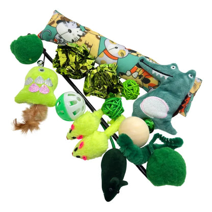 Kit De Juguetes Para Gatos Interactivos Variados Verde