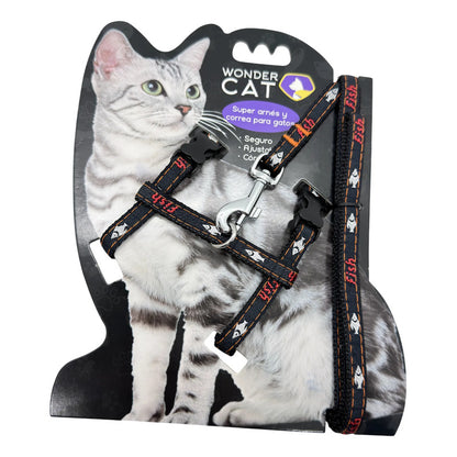 Arnés Con Correa Para Gatos Con Diseños Negro Jean