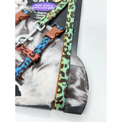 Arnés Con Correa Para Gatos Con Diseños Leopardo