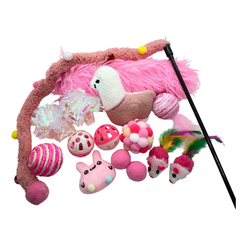 Kit De Juguetes Para Gatos Interactivos Variados Rosado
