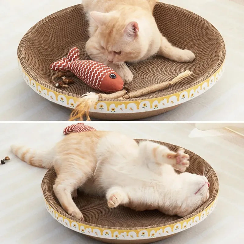 Rascador De Cartón Para Gatos Bowl Cuenco Grande Con Catnip