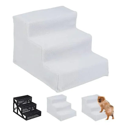 Escalera Para Perros Con Funda 3 Peldaños Blanco