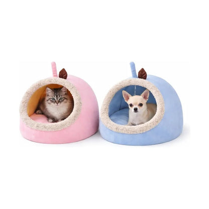 Cama Cueva Para Gatos Y Perros Pequeños Azul Cueva