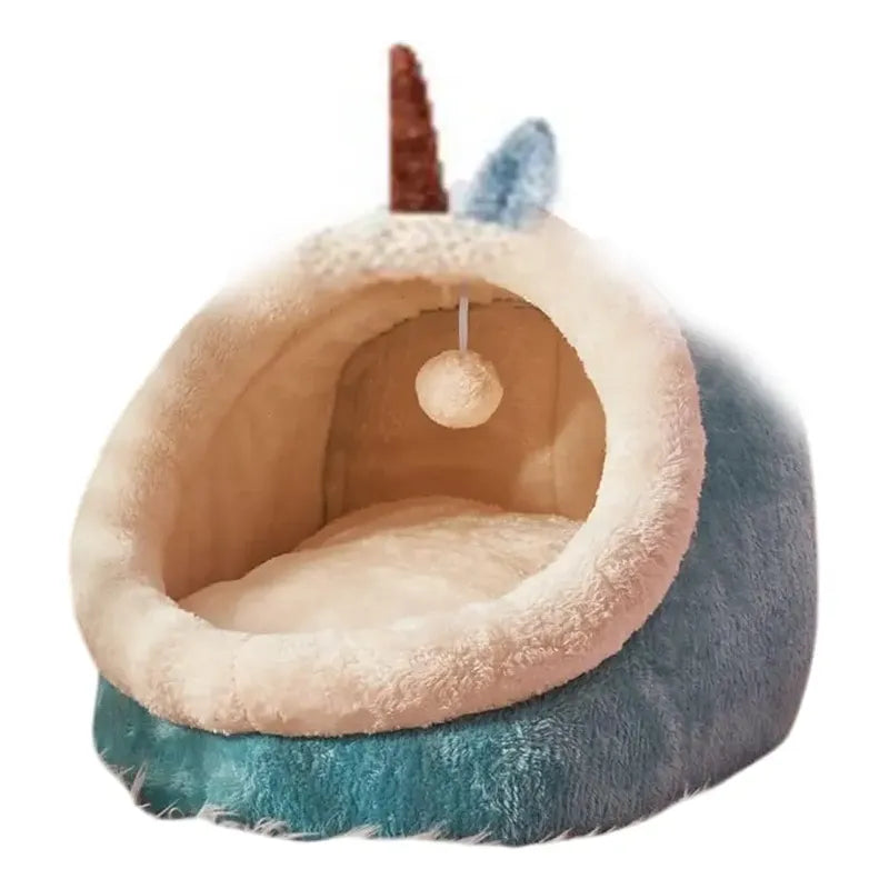 Cama Cueva Para Gatos Y Perros Pequeños Azul Cueva