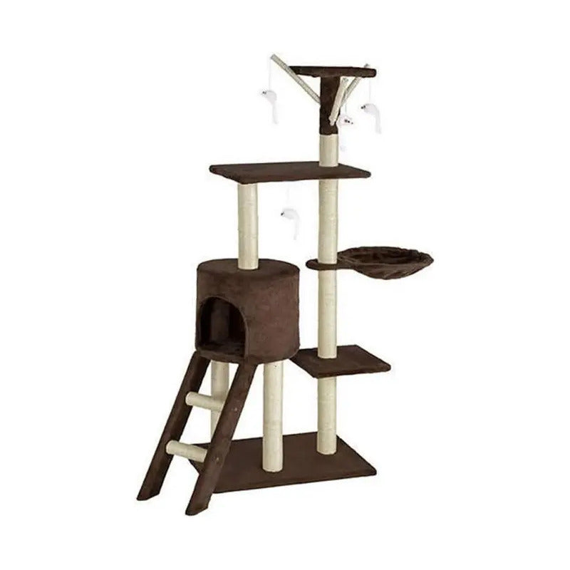 Rascador torre con casa y hamaca café
