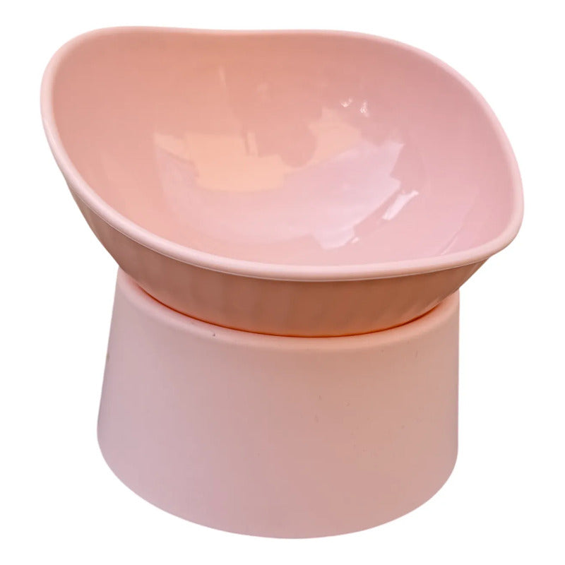 Plato Para Perros Y Gatos Inclinado Elevado Rosa