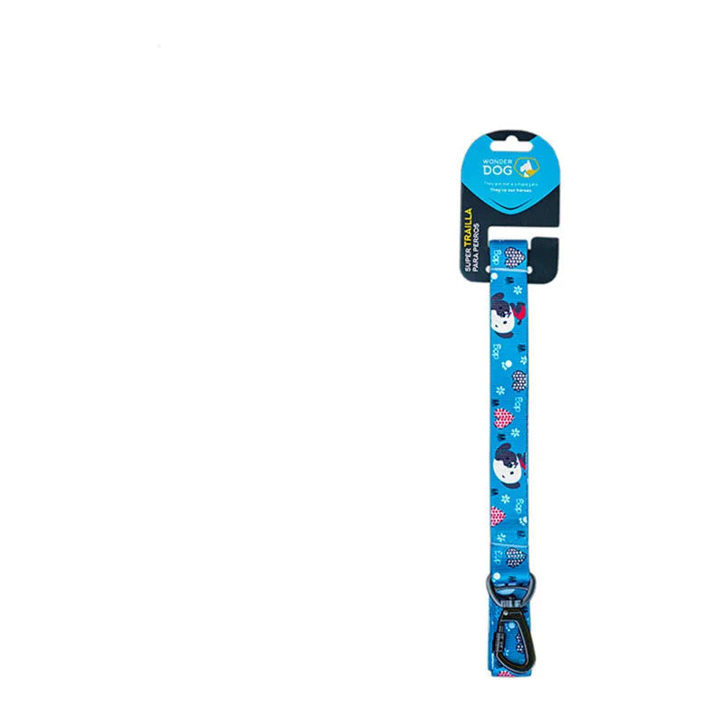 Set Correa Y Collar Para Perros Talla L Con Diseños Azul Perritos L