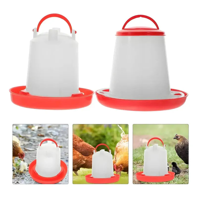 Pack Comedero 3kg Y Bebedero 3l Gallinas Pollos Plástico Roro Rojo
