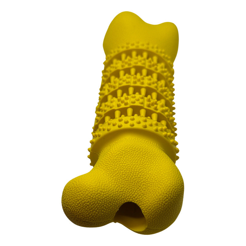 Juguete hueso de goma amarillo