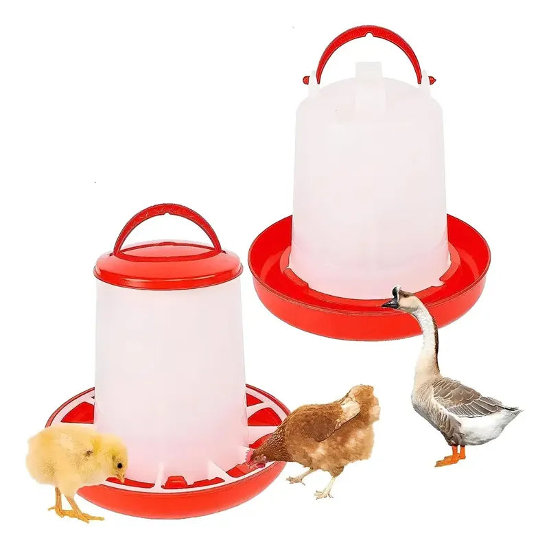 Pack Comedero 3kg Y Bebedero 3l Gallinas Pollos Plástico Roro Rojo