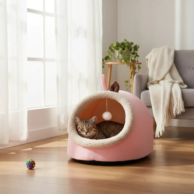Cama Cueva Para Gatos Y Perros Pequeños Rosa Cueva