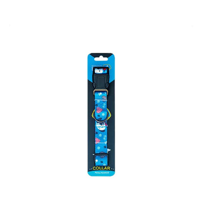 Set Correa Y Collar Para Perros Talla S Con Diseños Azul Perritos S