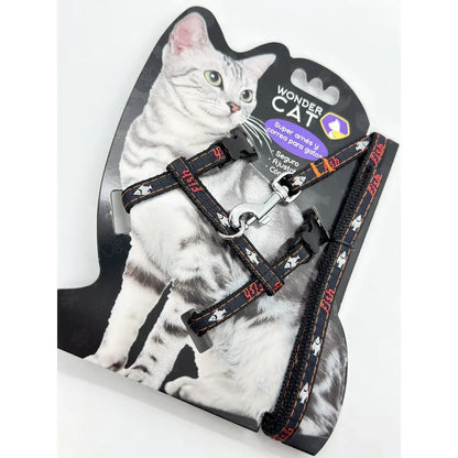 Arnés Con Correa Para Gatos Con Diseños Negro Jean
