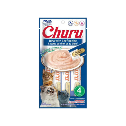 Snack Para Gatos Churu Sabor Atún Con Carne 4 Tubos