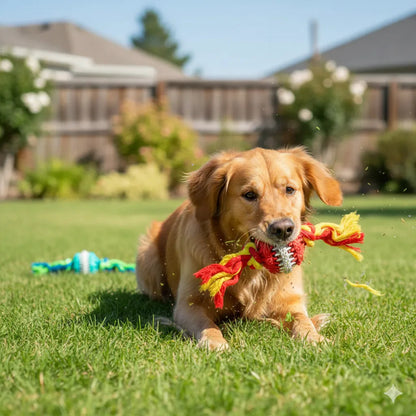 Pelota dentada con cuerda