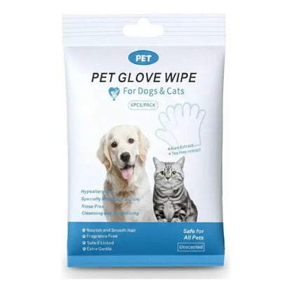 Toallitas Húmedas Tipo Guante Para Perros Y Gatos 6 Un